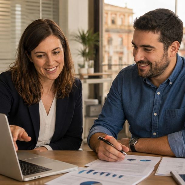Cuotas de Autónomos en Valladolid 2026: Cotización, Renta y Planificación Fiscal | Clemente Rueda y Asociados S.L. | Clemente Rueda Valladolid Asesor revisando documentación fiscal con un autónomo en Valladolid